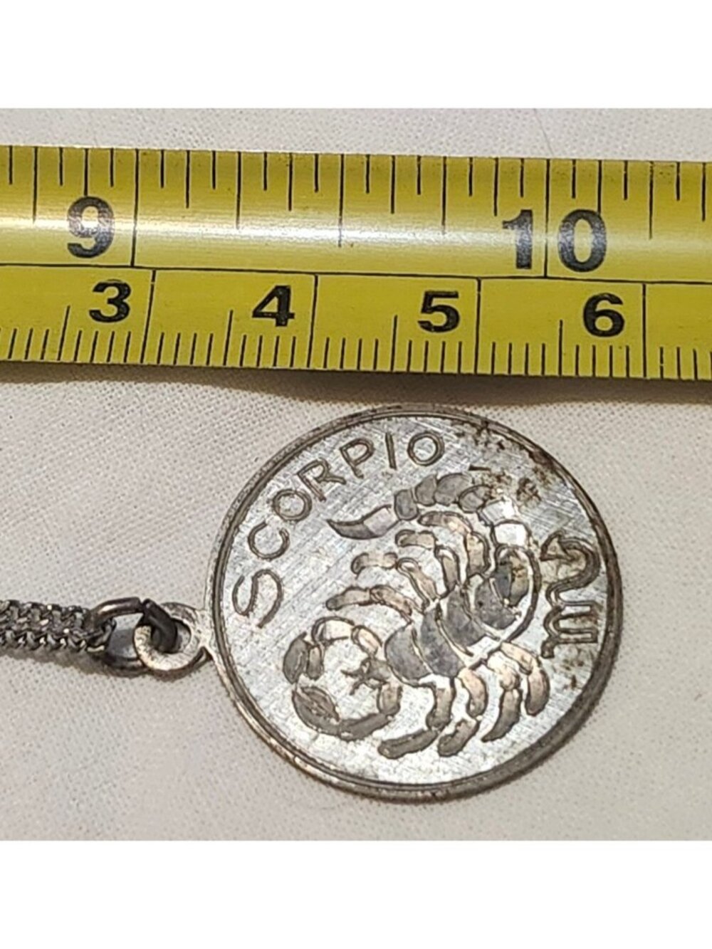 Vintage Sterling Silver Scorpio Zodiac Medallion Pendant Necklace Inscribed "Hap - Picture 6 of 6